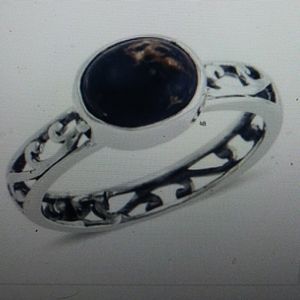 *ARIZONA* MOJAVE BLACK TURQUOISE, STERLING RING. Sz-8